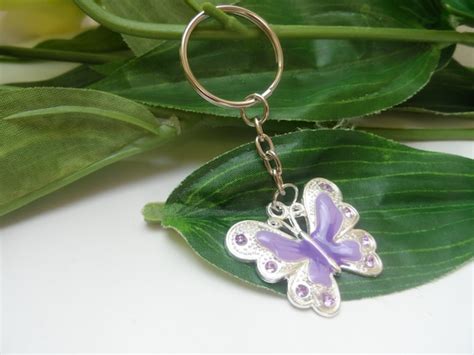 Purple Butterfly Keychain Novelty Keychain Butterfly Etsy