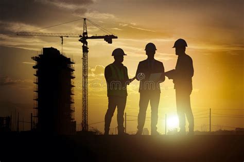 Architect, Civil Engineer, Worker Check Project at Building Site ...