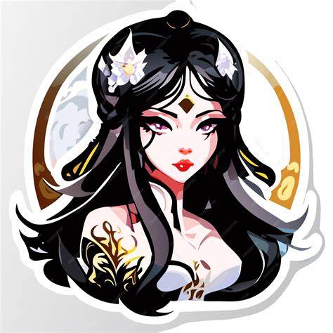 Красивая принцесса, нарисованная вручную, мультяшная наклейка, иконка ...