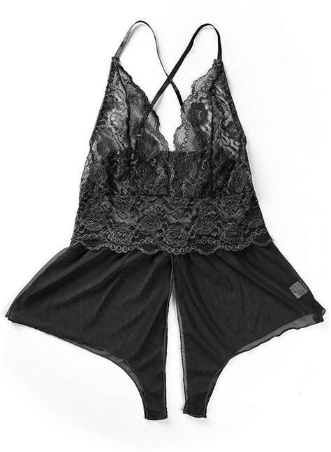 Sexy Lingerie Sleepwear Bodysuit Lace Women S Crotchless Babydoll Underwear US EBay