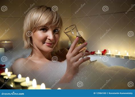 Nude Woman In Foamy Bath Stock Photo Image Of Leisure