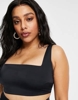 Asos Design Curve Recycled Mix And Match Square Neck Crop Bikini Top In