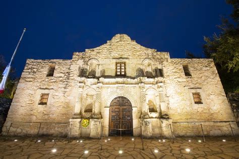 The Alamo Mission At Night San Antonio Texas Usa Stock Image Image