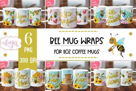 Bee Mug Wraps For Sublimation Bundle