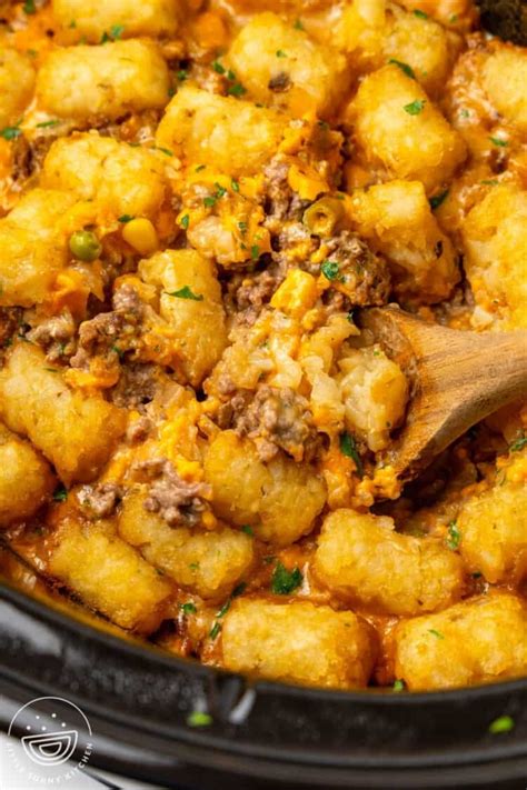 The Best Crock Pot Tater Tot Casserole Little Sunny Kitchen