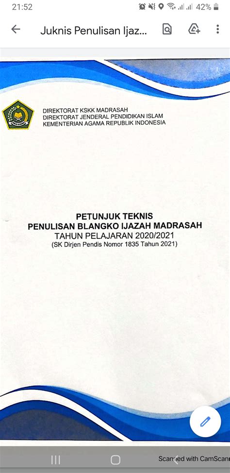 Petunjuk Teknis Penulisan Blanko Ijazah Madrasah Tahun 2020 2021