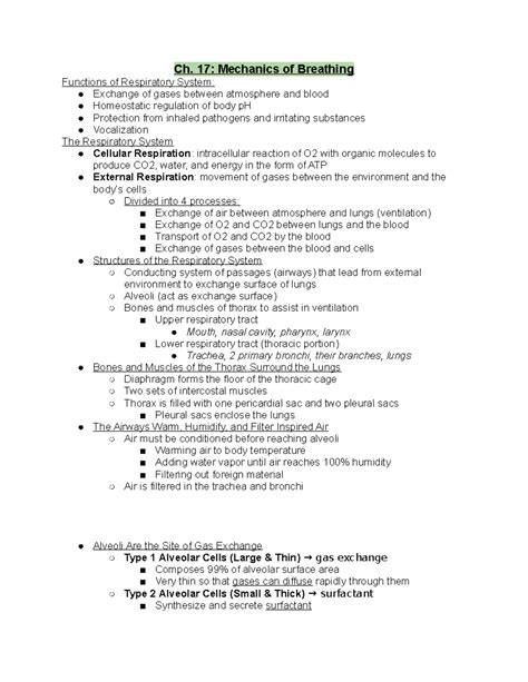 Mechanics Of Breathing Ch 17 Human Physiology An Integrated