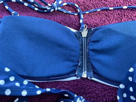 Apollo Small Blue White Polka Dot Bikini Top Double Gem