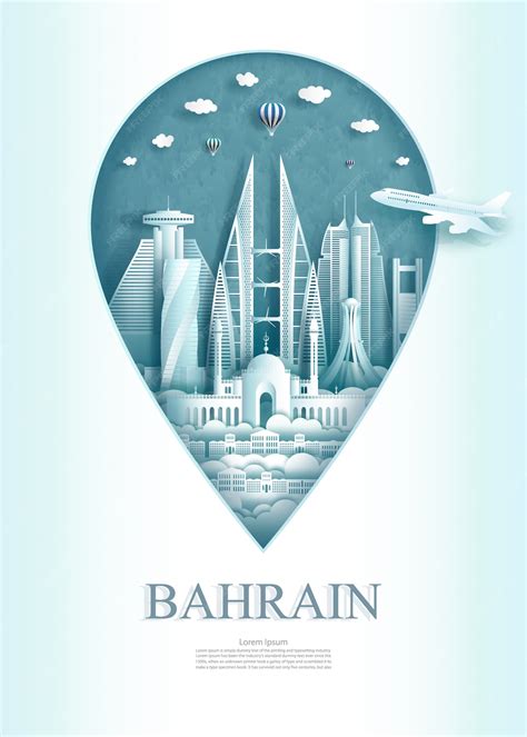 Premium Vector | Pointer of bahrain, travel landmark bahrain monument