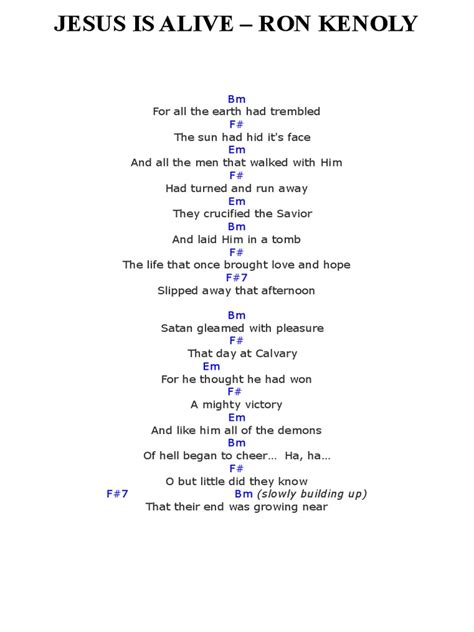 jesus  alive ron kenoly chords  christian belief