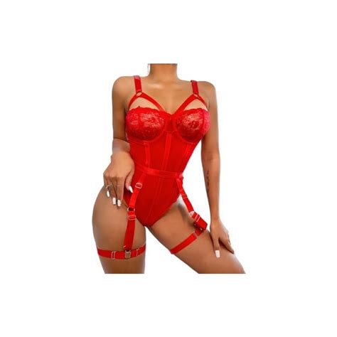 Sinroyee Reggiseno Sexy Da Donna Con Lacci Lingerie In Pelle Bobydoll Body Club Sexy Pizzo