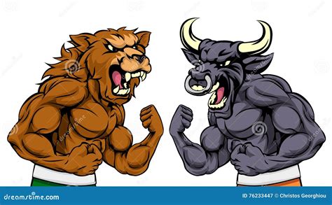 Bear Versus Bull Silhouette Vector Illustration | CartoonDealer.com ...