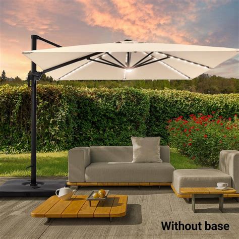 Sonkuki Ft Aluminum Pole Cantilever Solar Led Patio Umbrella