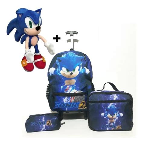 Kit Mochila De Rodinhas Infantil Sonic Boneco Pel Cia No Shoptime