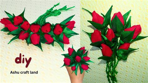 Diy How To Make An Adorable Fabric Rose Flower🥀easy Tricks Fabric Rose Flowers Making🥀ribbon