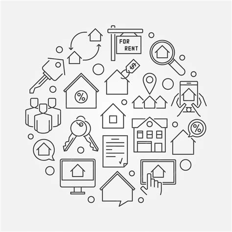 Premium Vector | Apartments for rent round vector outline illustration