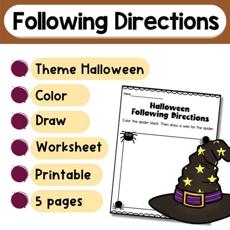 halloween  directions worksheets  kidzvilly tpt