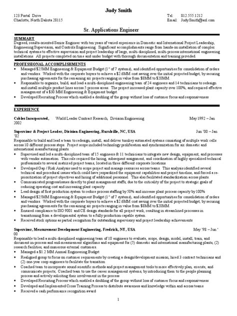 Best In Class Resume Pdf Project Management Engineering