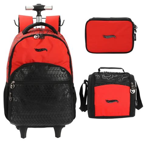 Mochila Escolar Rodinhas Hot Wheels Praticidade E Estilo