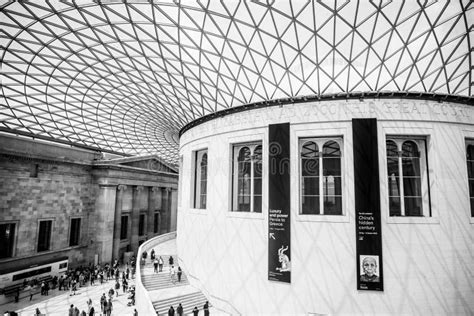 Black And White Photograph Of The Iconic British Museum Located In The