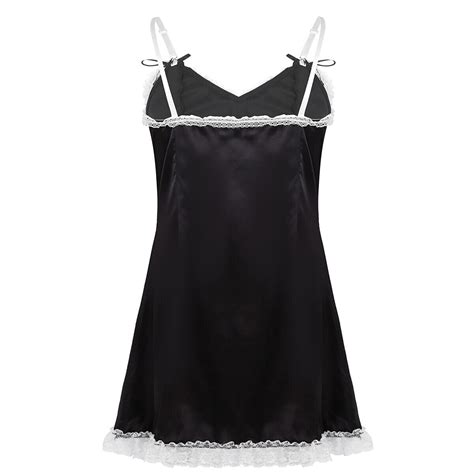 Sissy Men S Lingerie Satin Nightwear Crossdresser Slip Dress Babydoll Nightdress EBay
