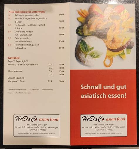 Speisekarte Von Hadaco Asian Food Restaurant Ellwangen Jagst