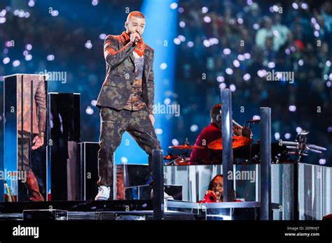 Justin Timberlake Performs During The Pepsi Super Bowl Lii Halftime