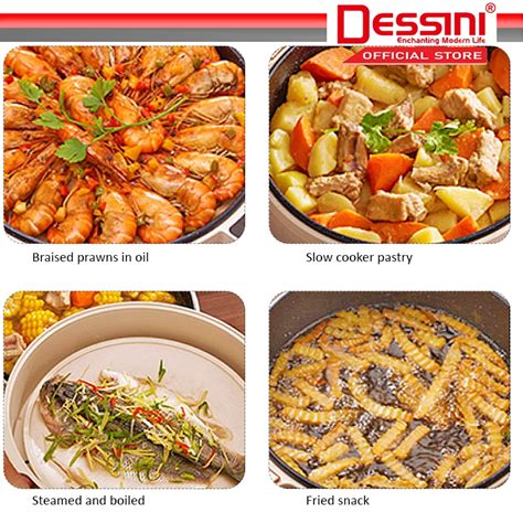 Dessini Italy Electric Cooker Steamboat Hot Pot Non Stick Frying Wok Pan Rice Cooker Steamer