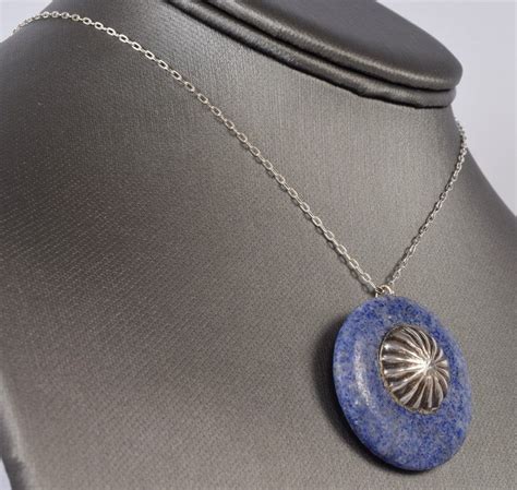 18 Sterling Silver 925 And Blue Lapis Lazuli Pendant Etsy Lapis