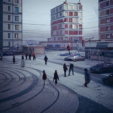 Street Photo In A Crowded Future Russian City On Moon Stable