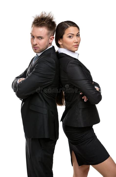 Two Business People Stands Back To Back Stock Image Image Of