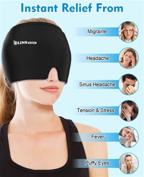 Migraine Relief Hat Headache Hat Gel Hot Cold Therapy Ice Cap For Relieve Pain Ice Hat Eye Mask