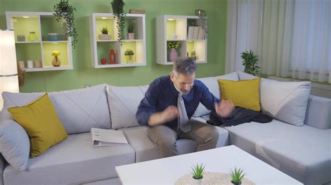 Mature Businessman Coming Home From Work Angry And Aggressive Mature Businessman Arriving At