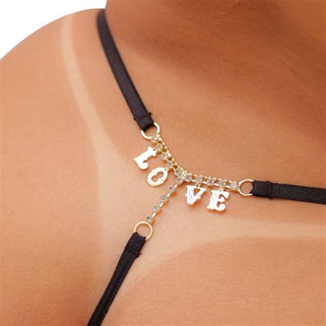 Fio Dental Calcinha Tanga Preta Palavras Picantes Em Strass Lingerie Love Sua Musa