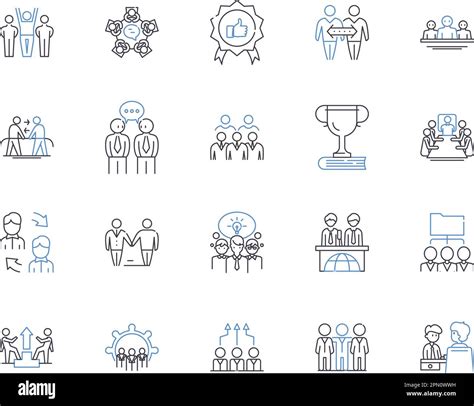 Team Building Outline Icons Collection Teamwork Collaboration