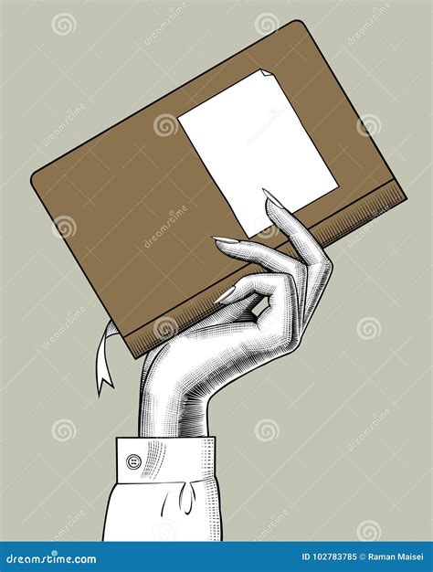 Hand of Woman Holding a Book Stock Vector - Illustration of manual, guidebook: 102783785