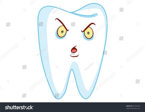 Angry Tooth Cartoon Character Illustration Vector