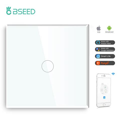 Bseed Smart Eu Uk 1 Gang 1way Touch Wifi Light Switch Grey White Black Smart Switches Tuya Alexa