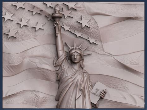 Staute Of Liberty Flag America 3d Cnc Router Files 3d Stl File