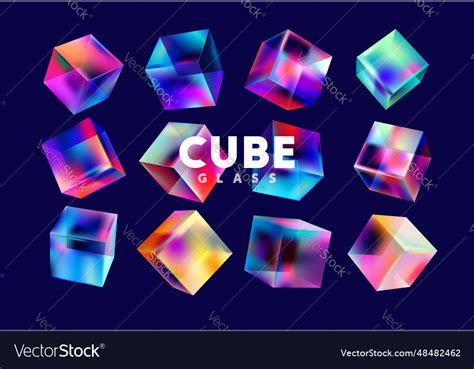 Colorful 3d glass cubes Royalty Free Vector Image