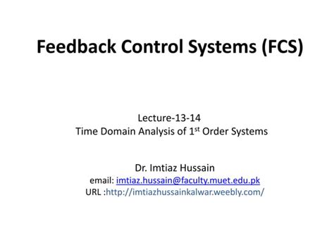 Lecture 13 14 Timedomainanalysisof1stordersystems Ppt