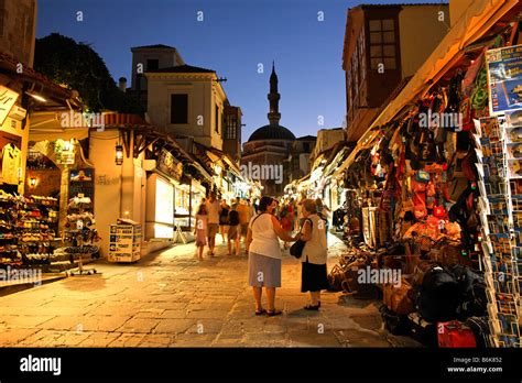 Old Rhodes Town At Night Rhodes Greek Islands Hellas Stock Photo - Alamy