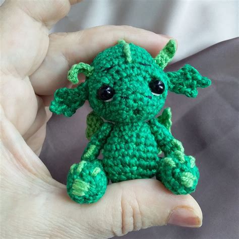 Mini Crochet Dragon Cute Green Dragon Baby Dragon Figurine Etsy