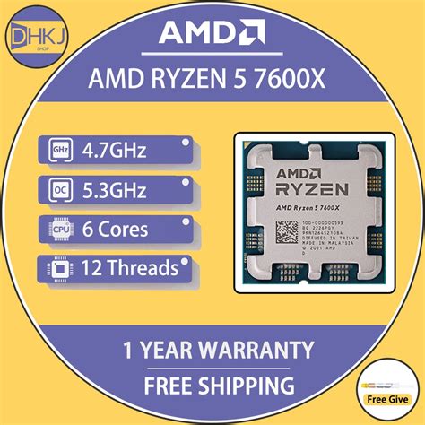 USED AMD Ryzen 5 7600X R5 7600X 4 7 GHz 6 Core 12 Thread CPU Zen 4