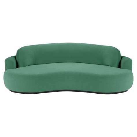 Naked Curved Sofa Large With Beech Ash 056 1 And Paris Green For Sale At 1stDibs Green Curved