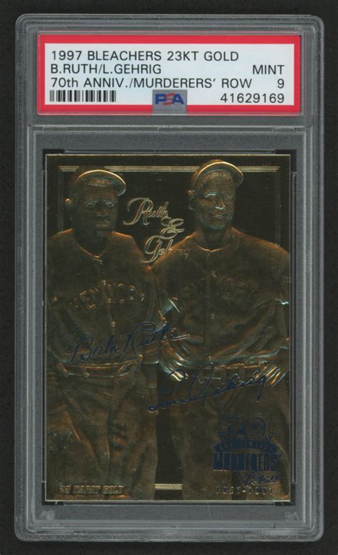 Bleachers Babe Ruth Lou Gehrig Kt Gold Card PSA Pristine Auction