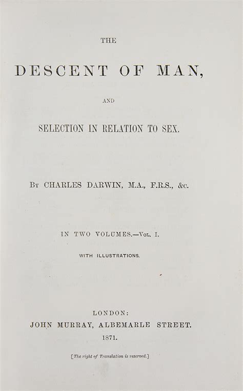 The Descent Of Man And Selection In Relation To Sex Von DARWIN