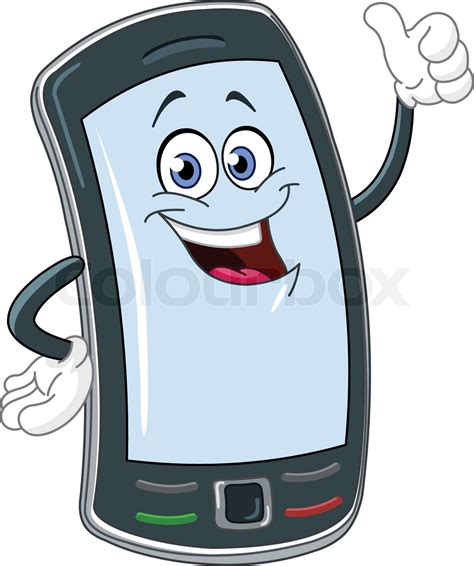 Smart Phone Cartoon With Thumb Up Stock Vector Colourbox