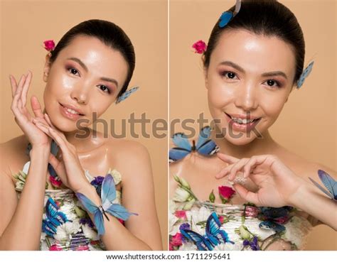 Collage Happy Attractive Naked Asian Girl Stock Photo Shutterstock
