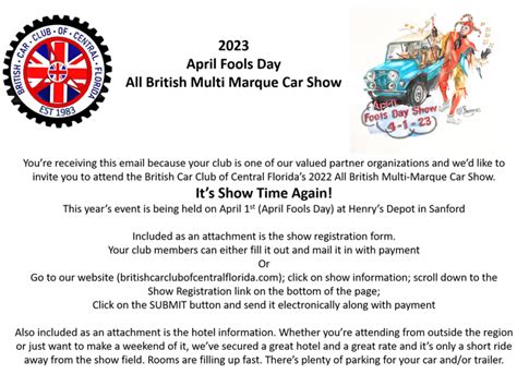 Central Florida All British Car Show Sanford, FL (Orlando FL) 1 April ...